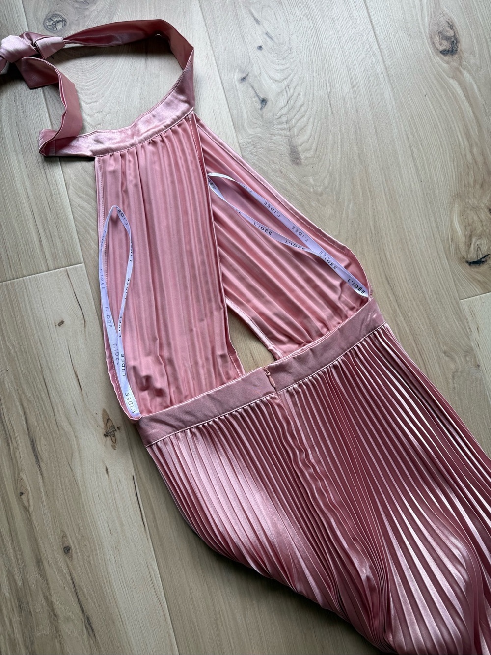 Pleated Halter Maxi Dress in Dusty Pink - Picture 4 of 9